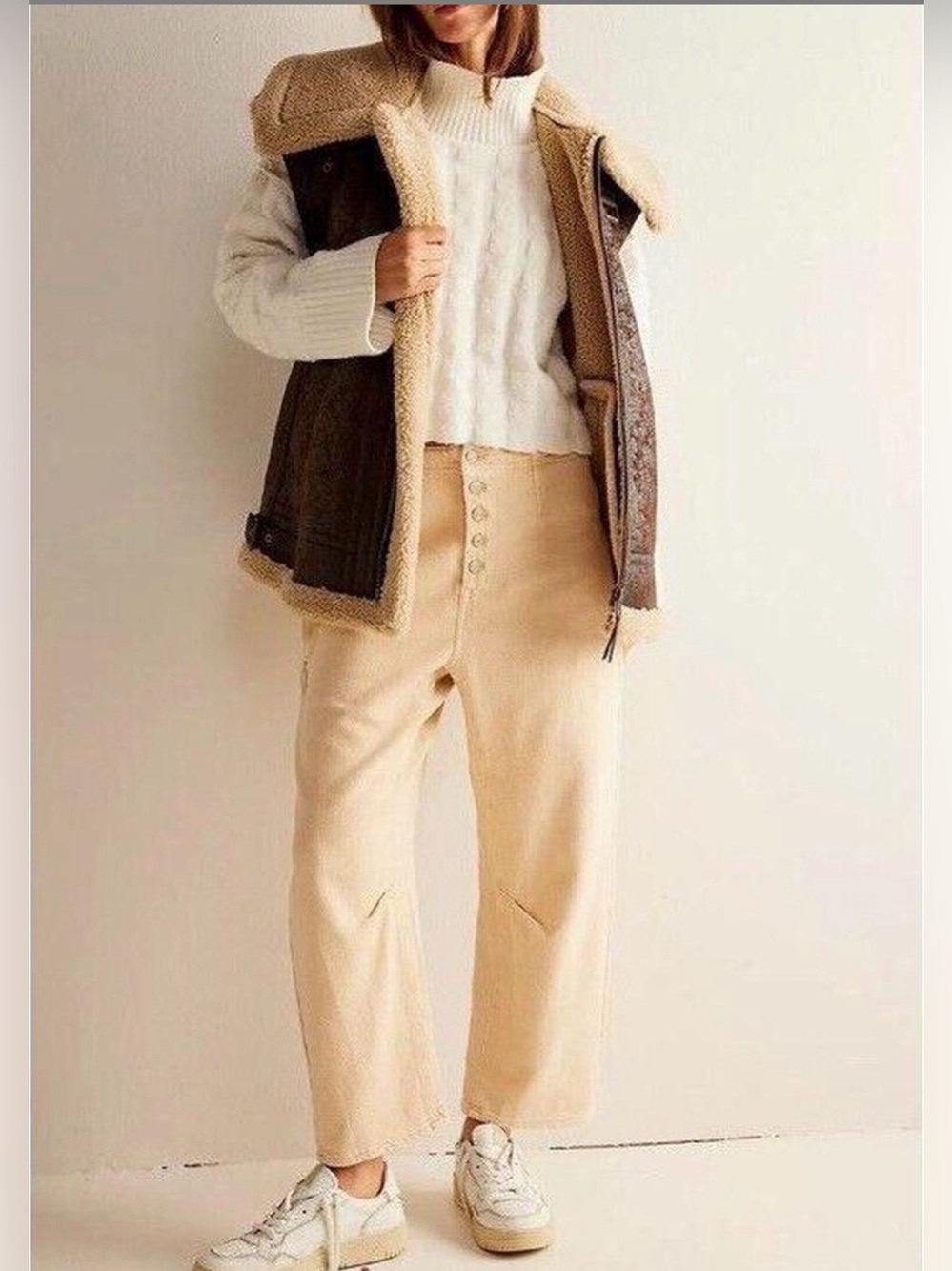 Free People “Osaka” Barrel Jeans in Latte Cream - NWOT